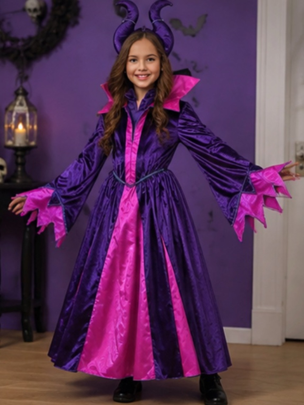 Disney Purple and Hot Pink Villainess Costume with Horned Headpiece